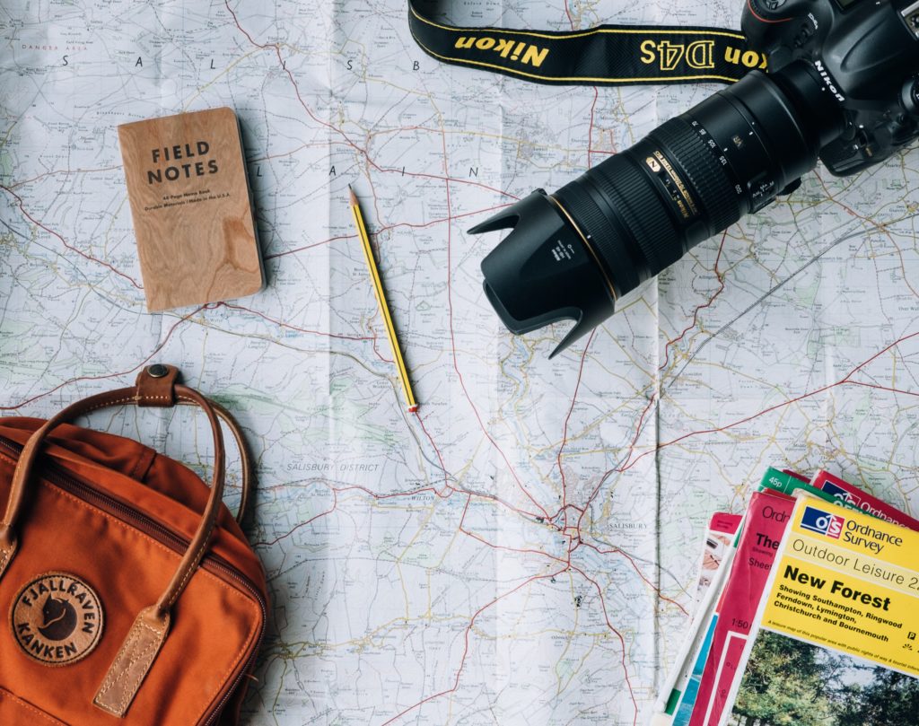 Map, Notes, Travel Guide, Backpack, Camera