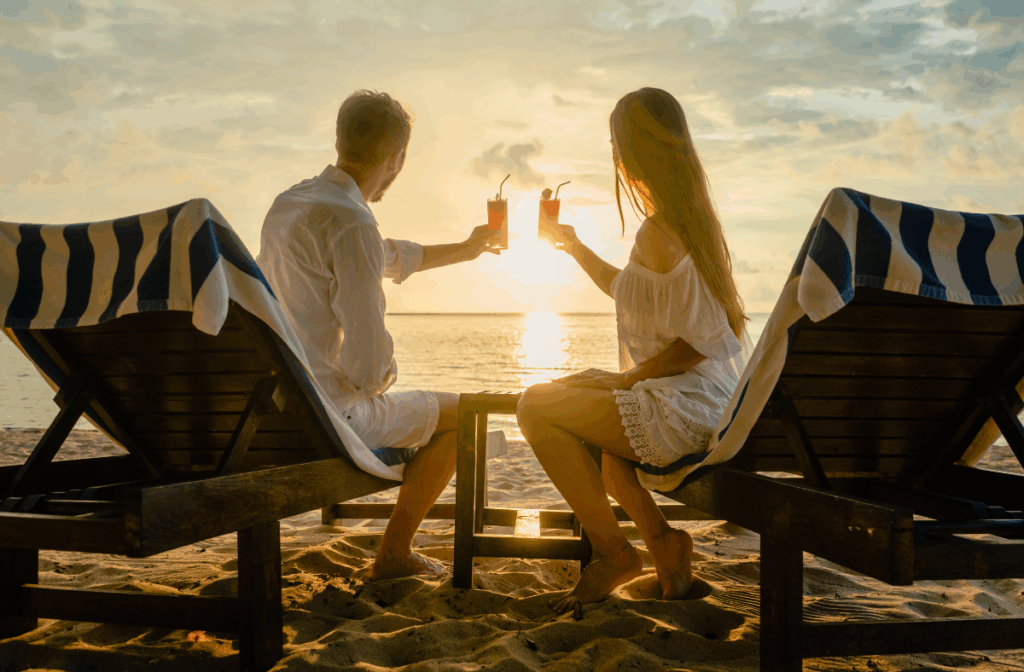 Newlyweds on Riviera Maya Beach