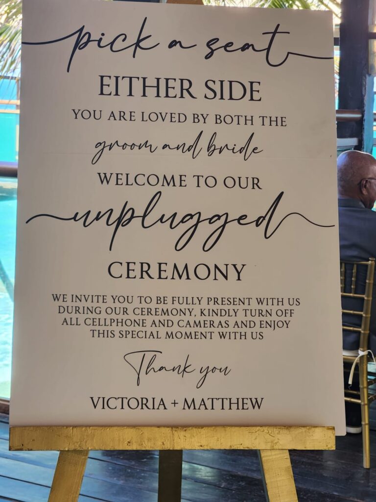 Victoria and Matt's wedding welcome sign